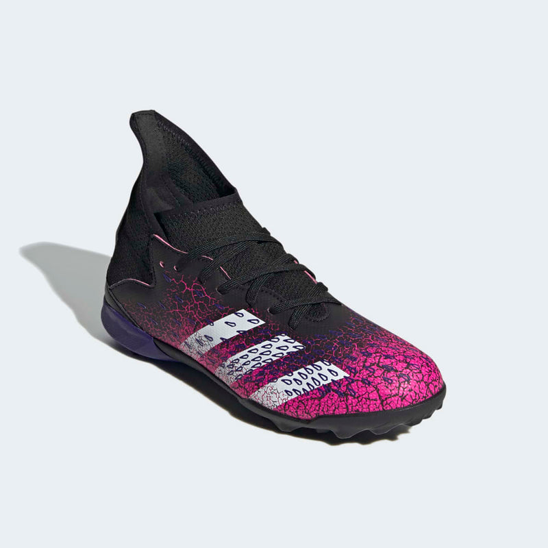 adidas Kid's Predator Freak 3 TF J Turf Football Boots Core Black / Cloud White / Shock Pink