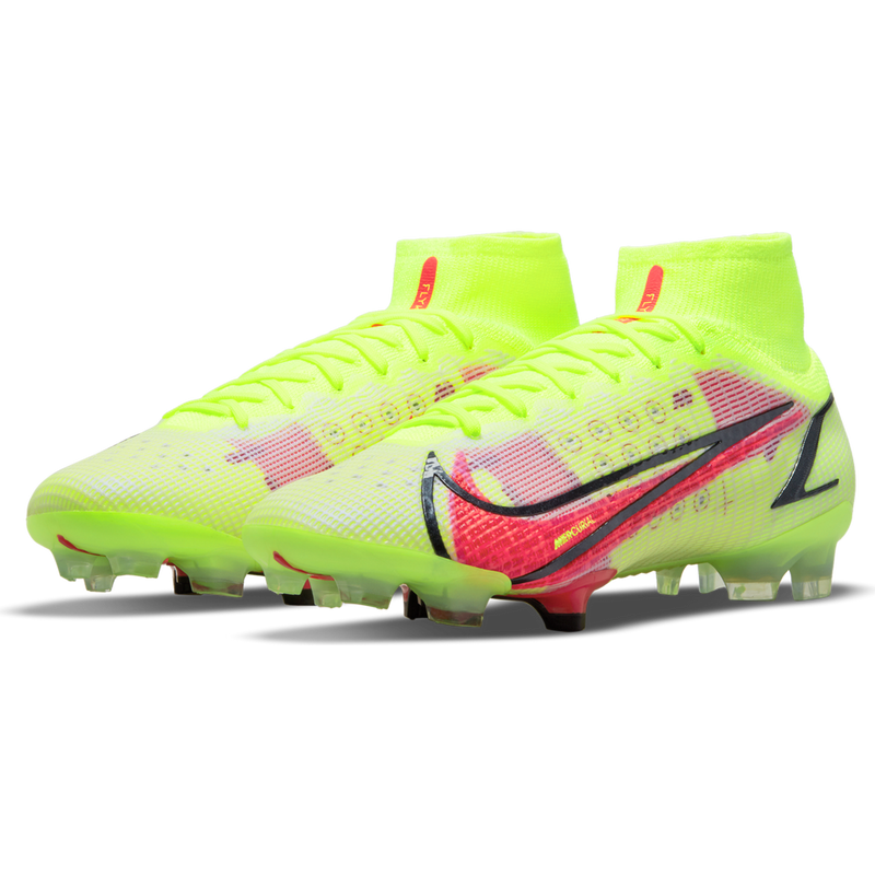 Nike Mercurial Superfly 8 Elite FG firm Ground Football Boots Volt/Bright Crimson